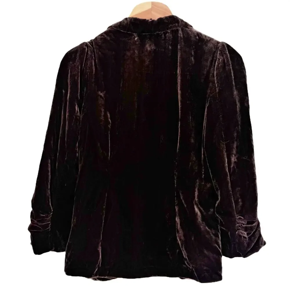 Anthropologie Elevenses Cyclorama Drape Velvet Blazer Jacket size 0